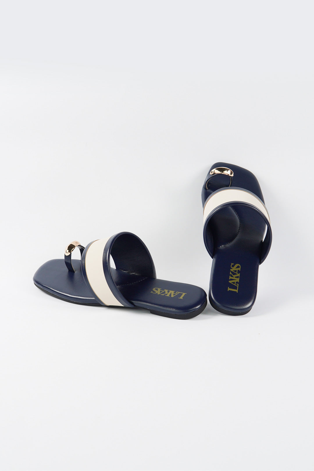 Regal Step Slides - Navy & Beige