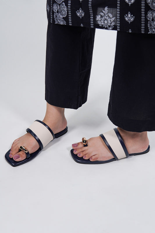 Regal Step Slides - Navy & Beige