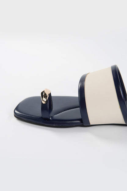 Regal Step Slides - Navy & Beige