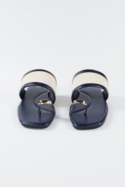 Regal Step Slides - Navy & Beige