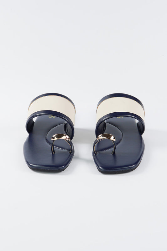 Regal Step Slides - Navy & Beige